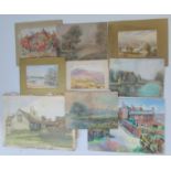 A large collection of topographical and other watercolours