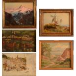 Five oil paintings