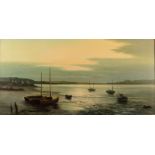 WENDY REEVES Estuary Oil on canvas Signed 50 x 101cm
