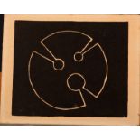 DENIS MITCHELL Sculptural form Woodcut Christmas Card Inscribed and with Lanham's frame 11.