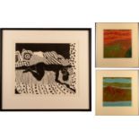 SHEILA OLINER Reclining nude Linocut Signed Together with two other prints by the same hand