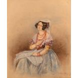 Portrait of Lady Mary Paget in Spanish fancy dress Watercolour Indistinct inscriptions 28.