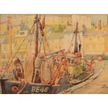 PHILIP COLINGWOOD PRIESTLEY Brixham Watercolour Signed and inscribed 28 x 38cm