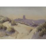 HELEN SEDDON Lelant Church from the dunes Watercolour Signed 21 x 29cm