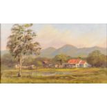 DAVID ERRINGTON South African Farmstead Oil on canvas Signed 40 x 69cm