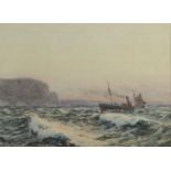 AUGUSTUS MORTON HELY-SMITH Trawler Approaching Home Watercolour Signed 25 x 34cm