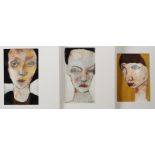 BEN CARRIVICK Three female heads Oil on paper Each signed