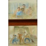 Cafe scenes Two watercolours Each indistinctly signed Montrond?