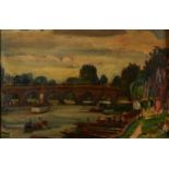 DUDLEY HOLLAND Maidenhead Bridge Oil on canvas Signed 23 x 33 cm