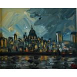 MICHAEL QUIRKE After The Storm River Thames Oil on canvas Initialled Signed and inscribed to