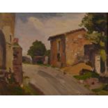 WILLIAM WARDEN Continental road Oil on board Signed 35 x 45cm