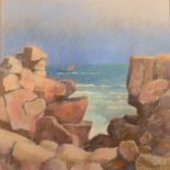 KEN SYMONDS A Passing Boat Pastel Signed 53 x 53cm