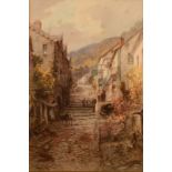ALFRED LAYMAN Clovelly Watercolour Signed 54 x 36cm