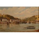 F TOULMIN Bodinnick Ferry near Fowey Oil on canvas Signed and dated 1888 30 x 45cm