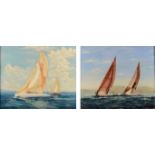 WORDEN Americas Cup Two oils on canvas Each signed Each 50 x 60cm