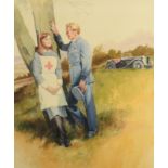 PAM MASCO A Wartime Romance Watercolour Signed 43 x 36cm