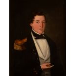 19th century English provincial school Portrait of a young Post Captain Oil on canvas 33 x 25cm