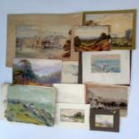 Marine and other watercolours, a large collection,