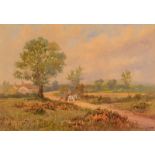 DOUGLAS PINDER Horse and cart in a landscape Watercolour Signed 38 x 55cm