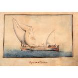 Early 19th century Maltese School Speronara Maltese Watercolour 14 x 22cm