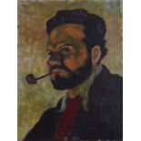 Attributed to SZEGEDI SZUTS Young bearded man smoking a pipe Oil on canvas 47 x 35.