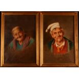 ARTURO PETROCELLI A pair of portraits Oil on canvas Each signed 44 x 29cm