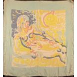 PATRICK HERON Nude sunbathing Screenprinted silk scarf Signed and dated '47 in the print 90 x