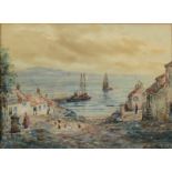 JOHN HAMILTON GLASS Down to the harbour Watercolour Signed 32 x 44cm Together with an oil of