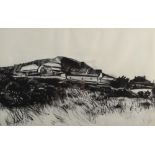 REG WATKISS Penwith landscape Charcoal Signed 36 x 56cm (See illustration)