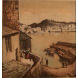 EDWARD BOUVERIE HOYTON Newlyn Old Harbour Etching aquatint Signed and inscribed Plate size 30 x