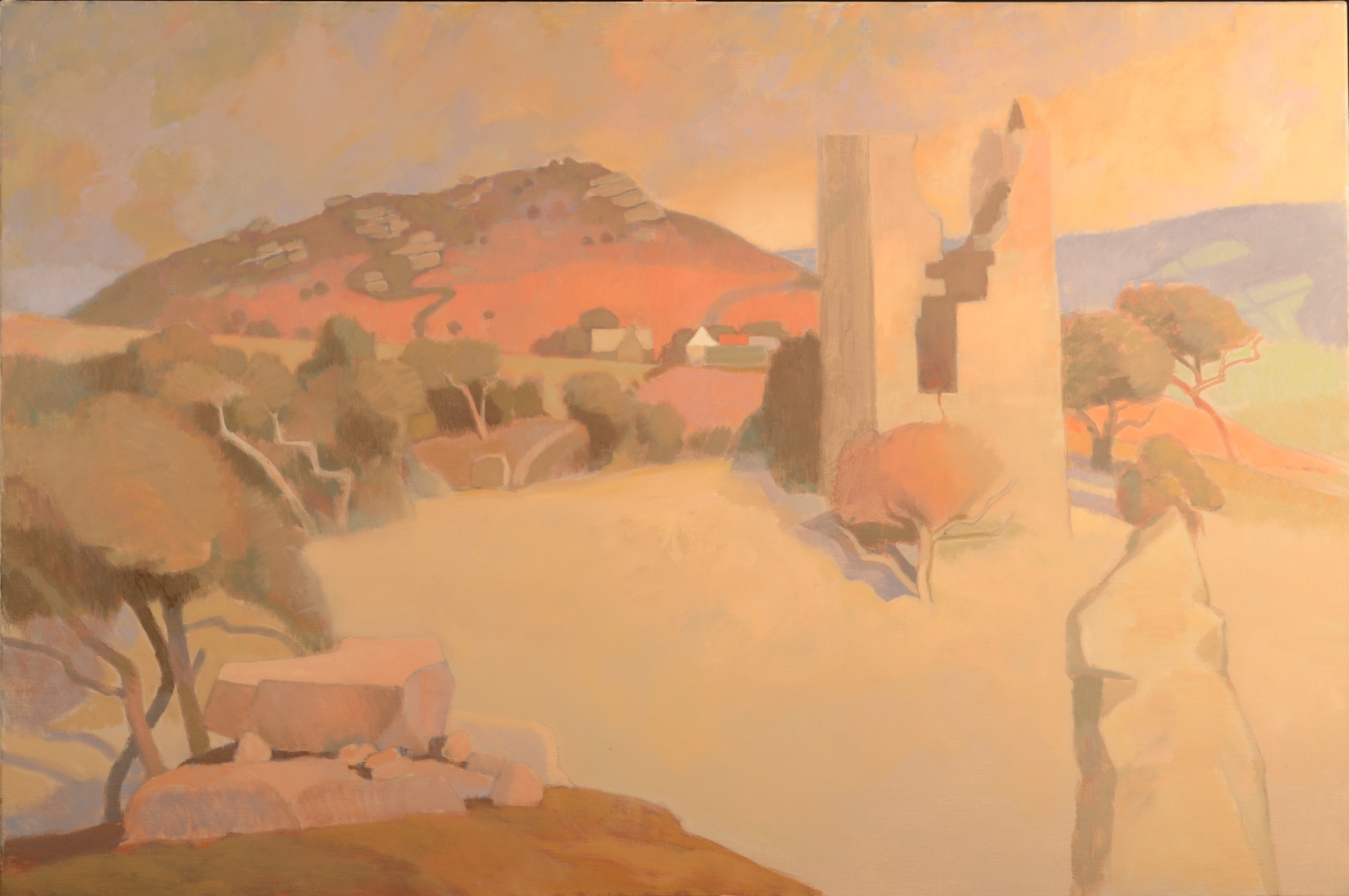 KEN SYMONDS Towards the Carn Oil on canvas Inscribed to the back 91 x 137cm