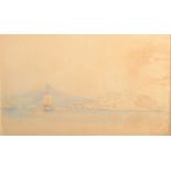 Follower of EDWARD LEAR Greek Harbour Watercolour Indistinctly inscribed 30 x 48.