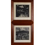ALEXANDER PENDER CRICHTON A pair of wood cuts Signed and titled Lamington Bridge and Tinto,