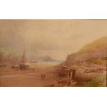 WILLIAM COOK of PLYMOUTH A west country beach Watercolour Monogramed 20 x 32cm