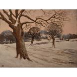 EDGAR LANDER Winter Landscape Oil on canvas Signed 51 x 67cm