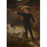 19th Century English Provincial School A sailor boy and his dog Oil on canvas Initialed ELT 69 x