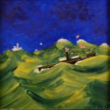 LEWIS MITCHELL Ship in storm Oil on board Signed and dated 2001 Inscribed to the back 30 x 30cm
