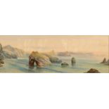 TRACEY DYKE HART Kynance Cove Watercolour Signed 16 x 47cm