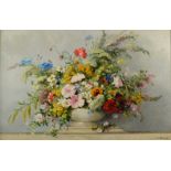 MAURICE ALFRED DECAMPS Still life flowers Oil on canvas Signed 64 x 99cm