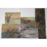 Six marine and coastal watercolours