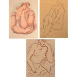 MARY AUDSLEY Two figure studies Pastel Together with a signed lithograph