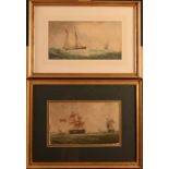 19th century English School Two marine watercolours One shows a Plymouth trawler