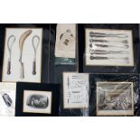Loose and mounted prints of surgical instruments, portraits of physicians etc.