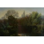 EDWARD JOHN DUVAL Wooded lily pond Oil on canvas Signed and dated '48 60 x 90cm