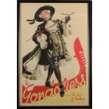 A pre war Gilbert & Sullivan poster printed by Stafford for The Gondoliers with a central image of