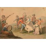 SAVERIO XAVIER DELLA GATTA La Tarantella Watercolour Signed and dated 1822 19 x 28.