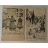 NORMAN GARSTIN Two Christmas lithographs Condition report: Browned and stained.