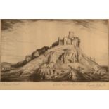 EDWARD BOUVERIE HOYTON St Michaels Mount Etching Signed Plate size 17.