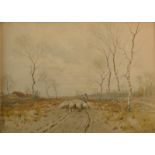 HYNEMAN? Driving Sheep & Winter Cart A pair of watercolours Each indistinctly signed and dated