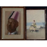 HYMAN SEGAL Head of an African man Pastel Signed Together with a study of a native woman